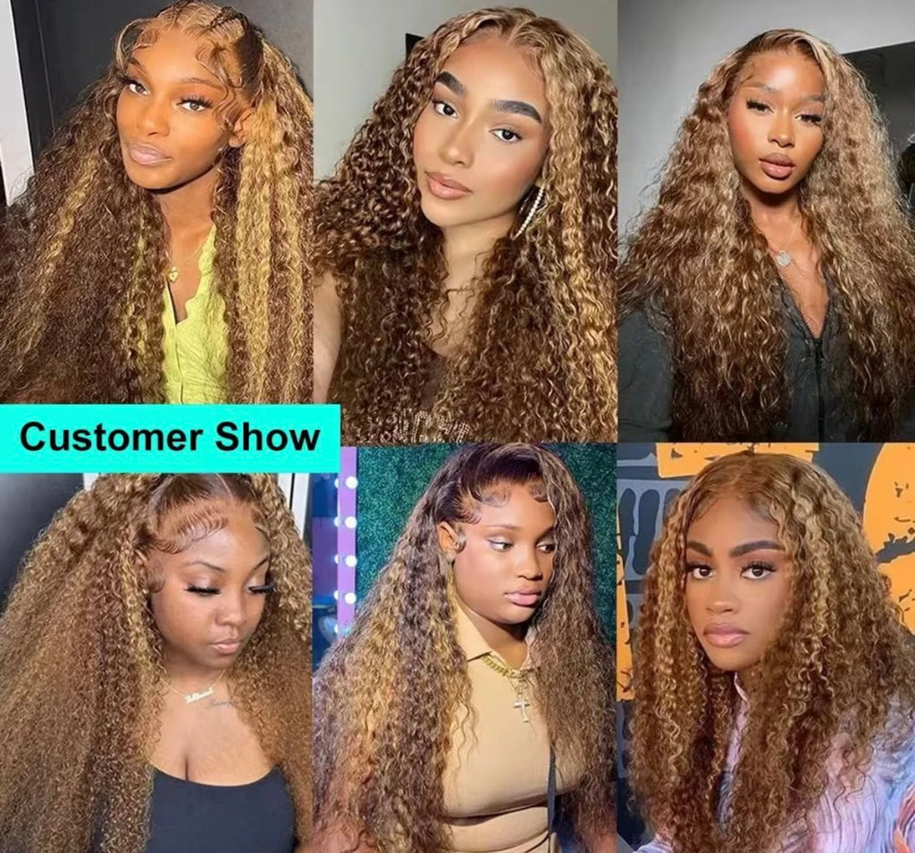 Raw Vietnamese Curly Highlight Lace Front Wig – 4/27 Ombre