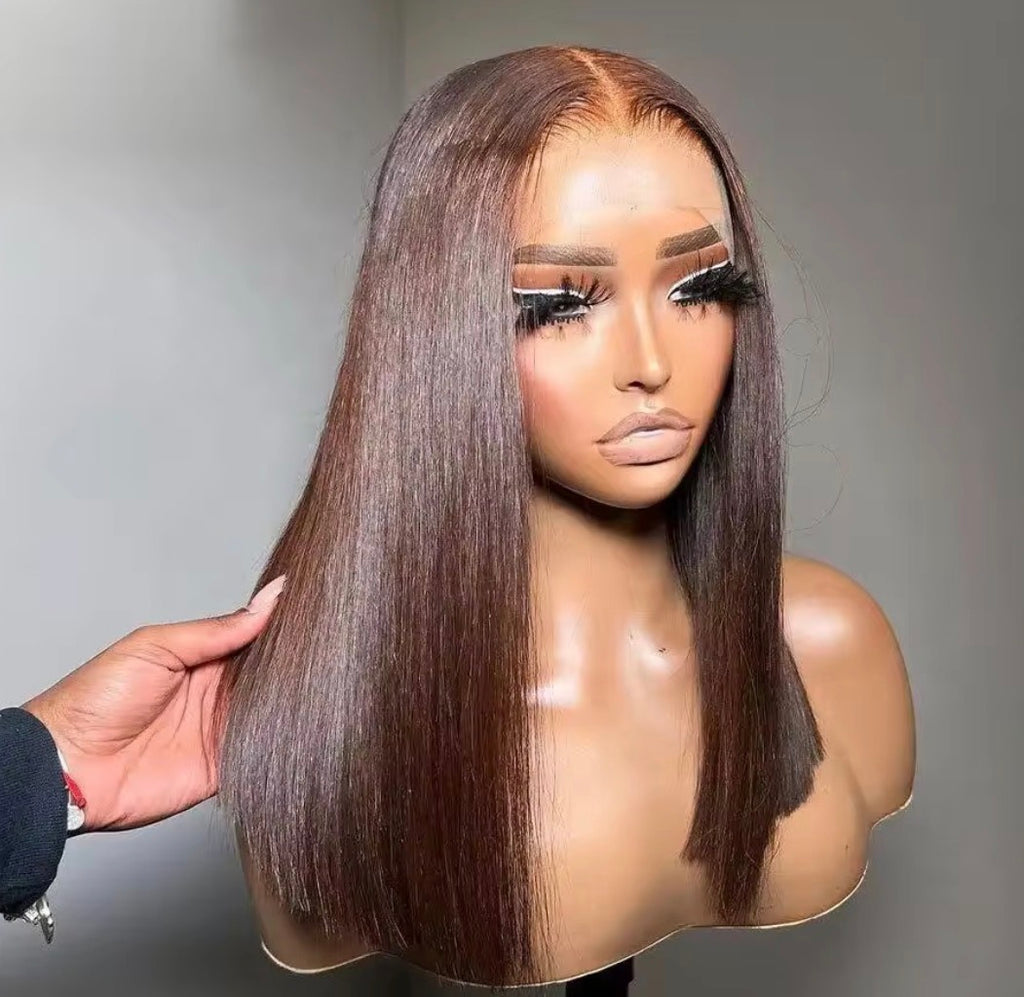 Luxury Chocolate Brown Bob Wig – 13x4 Lace Front Human Hair Wig