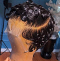 Luxury Curly Pixie Cut Lace Wig – Natural Black Human Hair
