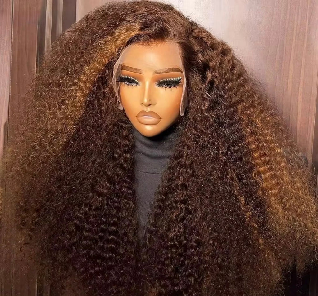 Raw Vietnamese Curly Highlight Lace Front Wig – 4/27 Ombre