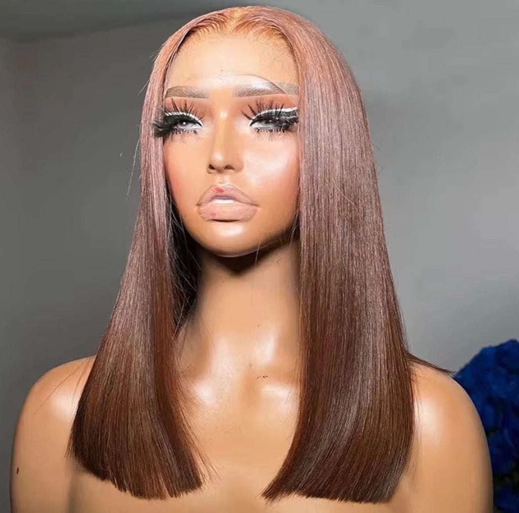 Luxury Chocolate Brown Bob Wig – 13x4 Lace Front Human Hair Wig