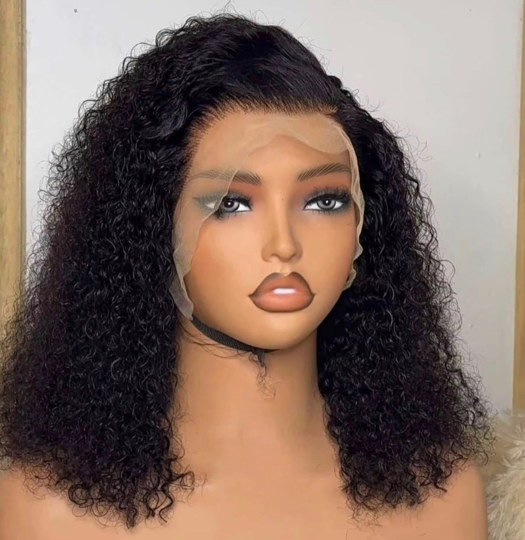 13A Jerry Curly Full Frontal Bob Wig – Natural Black
