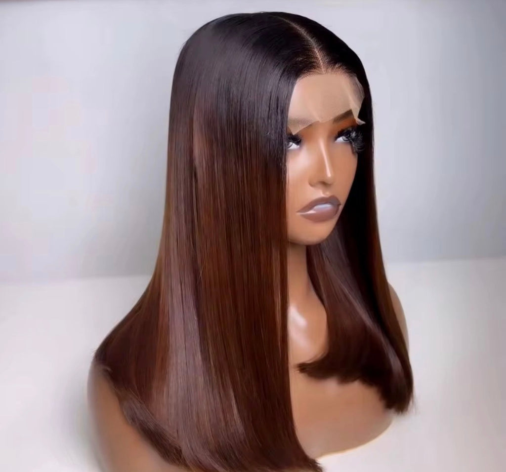 Luxury Ombre Brown 5x5 Glueless Bob Wig